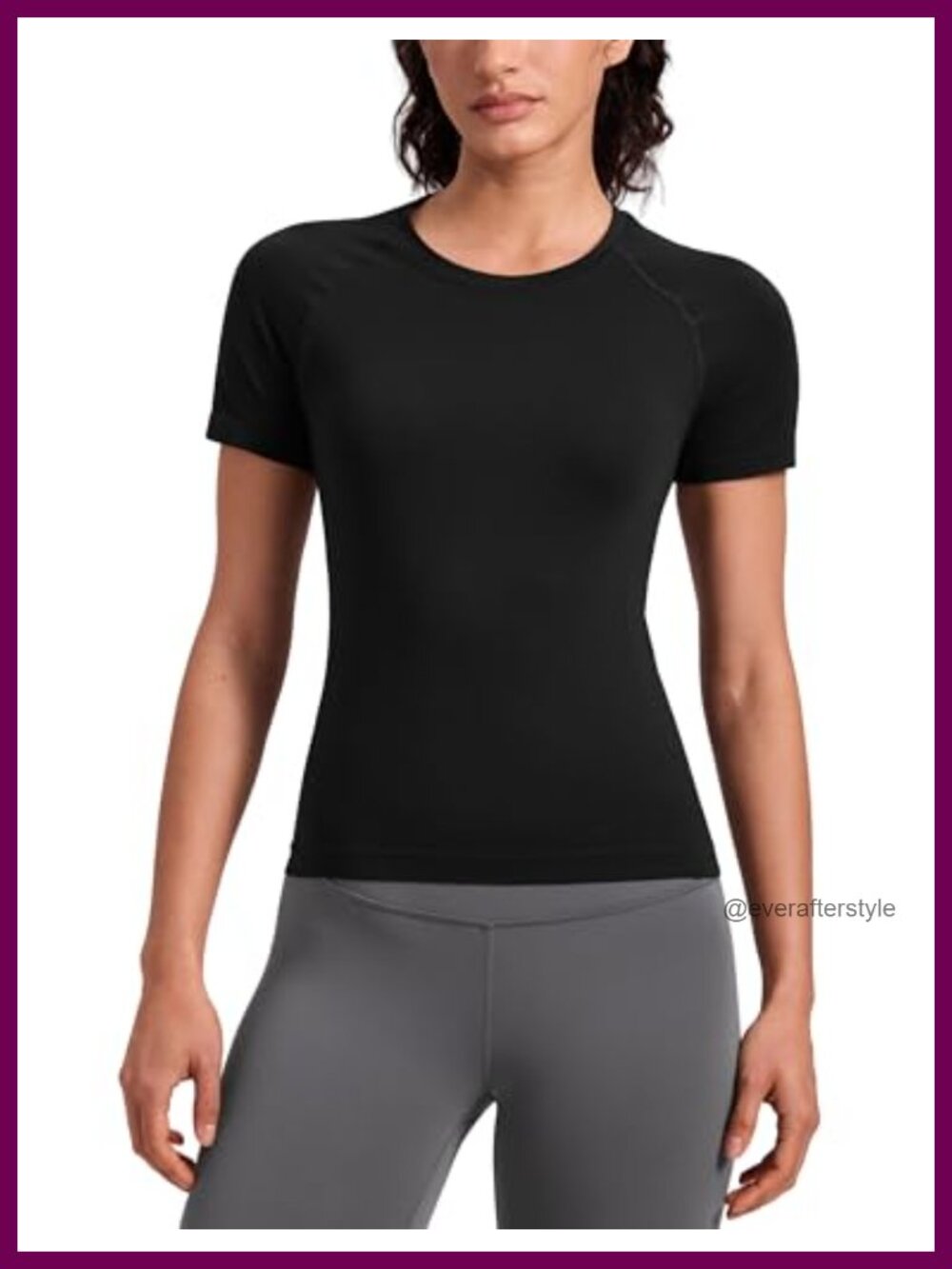 CRZ YOGA Seamless Slim Fit Running T-Shirt Raglan Sleeve Moisture Wicking